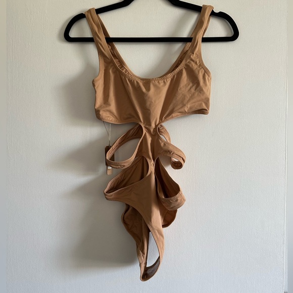 NWT SKIMS Ochre Tan Swim Tank Cut Out Monokini Size Small - Picture 4 of 8